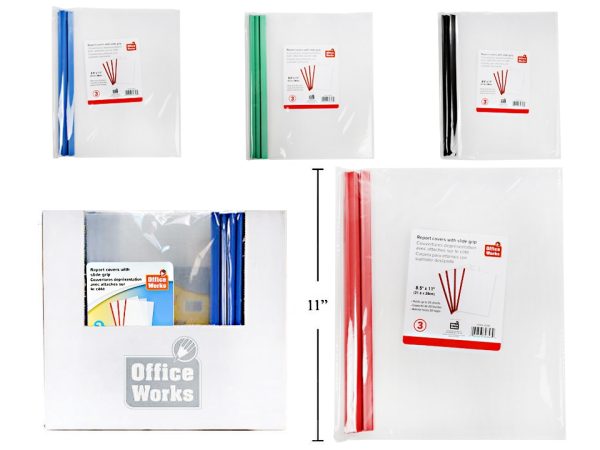 Office Works Report Covers with Slide Grip – 3 per pack