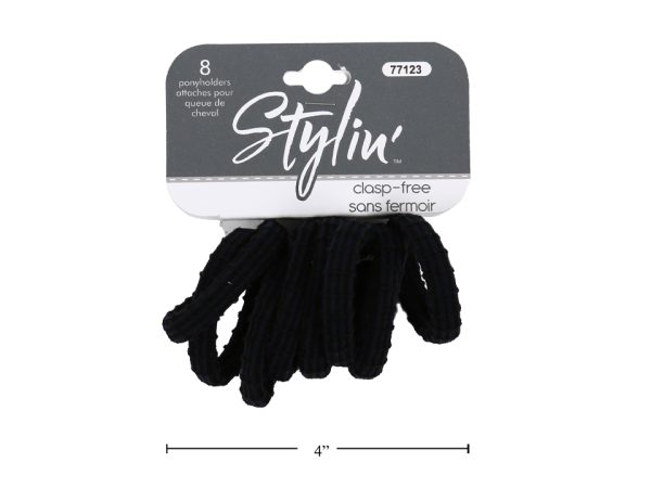 Stylin’ Black Ponyholders – Clasp Free ~ 8 per pack