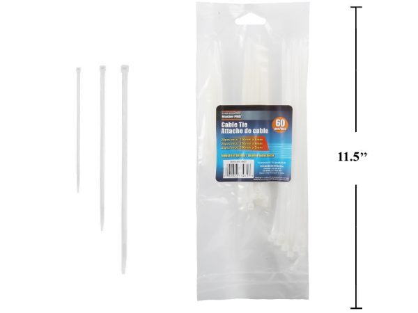 Cable Ties – White ~ Assorted ~ 60 per pack