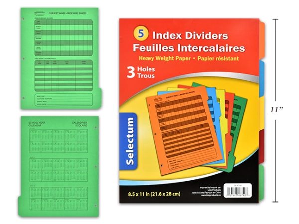 Selectum Index Dividers with Calander + Schedule  ~ 5 per pack
