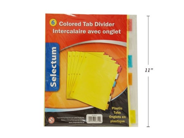 Selectum Index Dividers with Plastic Colored Tabs  ~ 6 per pack