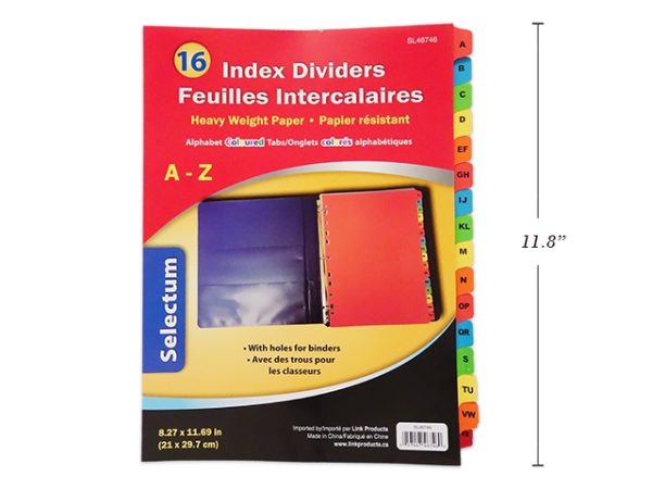 Selectum Alphabet Color Index Dividers with 16 Tabs