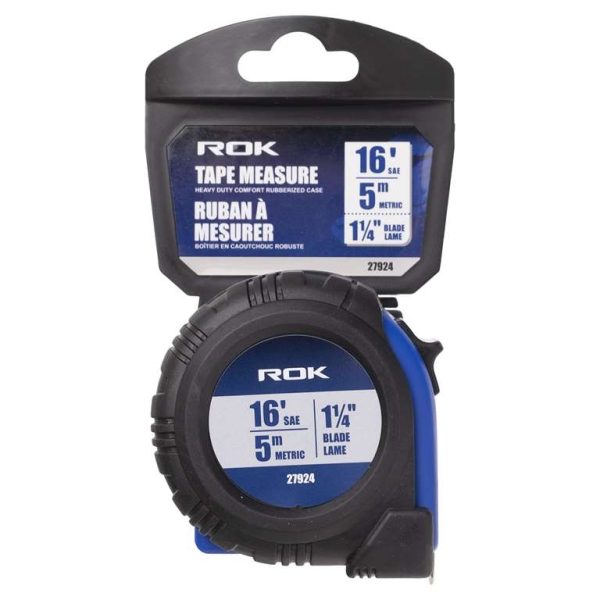ROK Tape Measure – Heavy Duty with Rubberized Case ~ 1-1/4″ / 16′