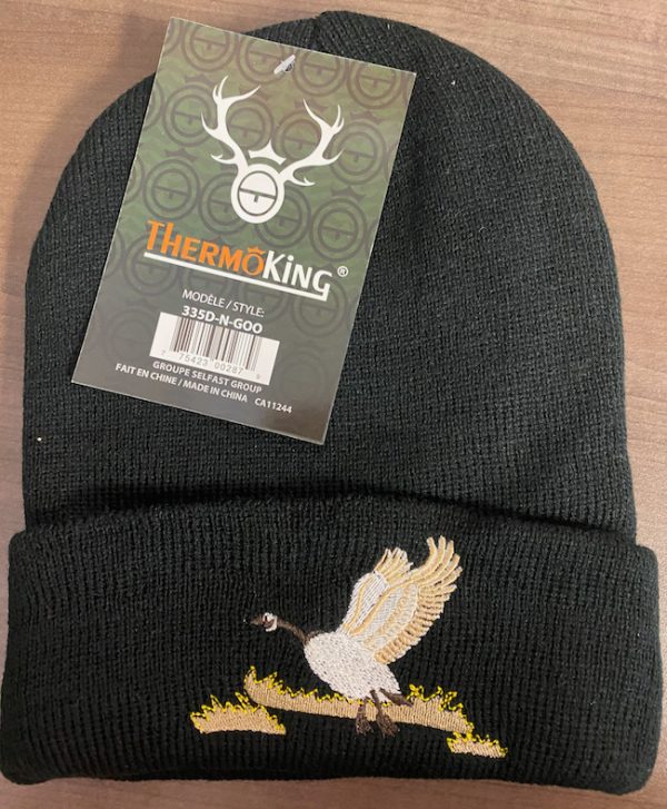 Black Lined Toque with Goose Embroidery