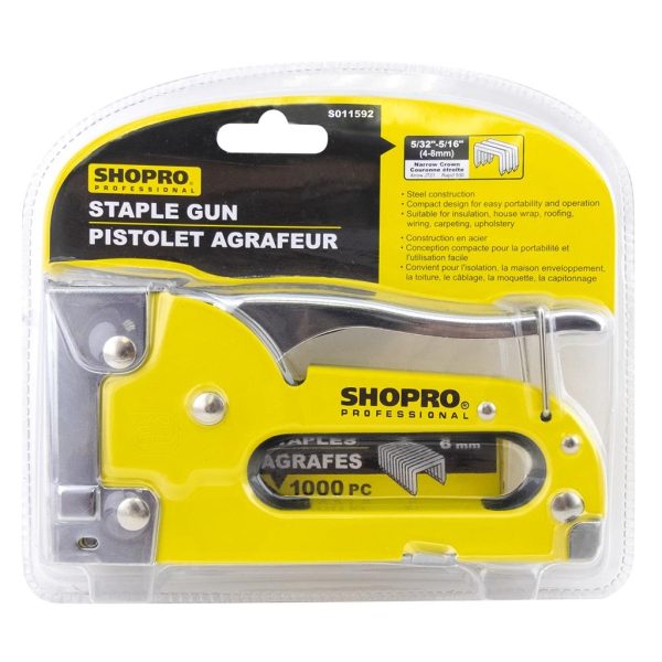 ShopPro Staple Gun with 1000 – 1/4″ Staples ~ Med. Duty