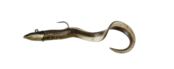 Savage Gear Real Eel Jig – 8″, 2-1/3oz ~ Sinking Black & Gold