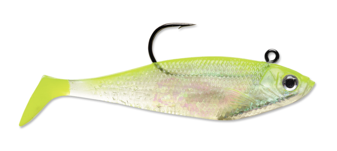 Storm WildEye Swim Shad - 7/16oz - 4 - 3 per pack ~ Shiner Chartreuse  Silver - Mr FLY