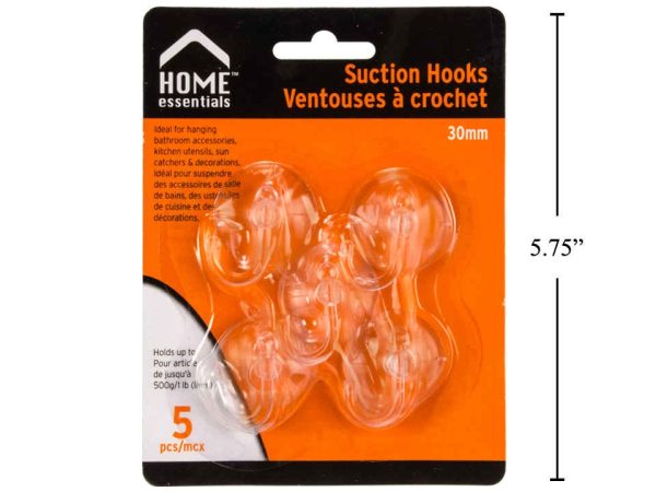 Home Essentials Suction Plastic Hooks – 30mm ~ 5 per pack