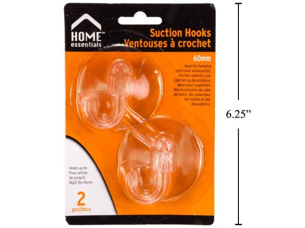 Home Essentials Suction Plastic Hooks – 60mm ~ 2 per pack