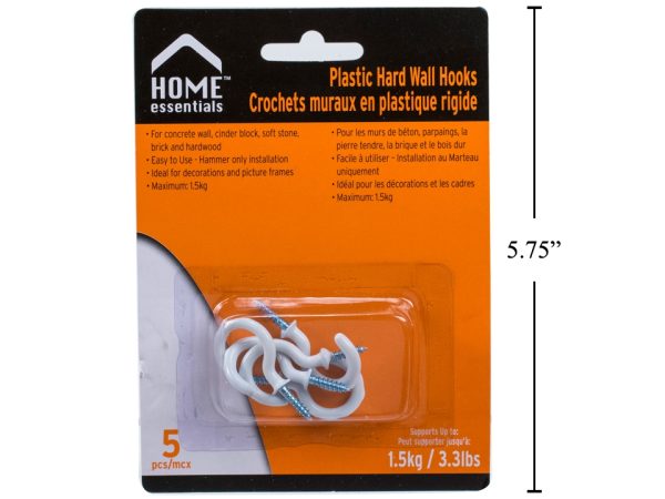 Home Essentials White Vinyl Coated Steel Cup Hooks – 1″ ~ 5 per pack