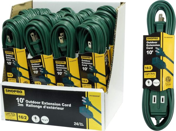 ShopPro Outdoor Green Extension Cord – Light Duty ~ 10′