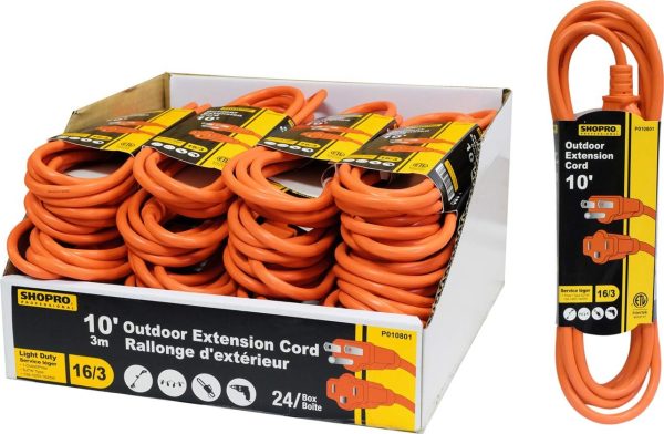 ShopPro Outdoor Orange Extension Cord ~ 10′