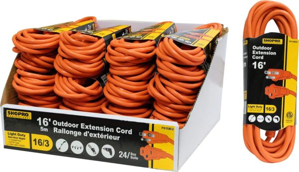 ShopPro Outdoor Orange Extension Cord ~ 16′