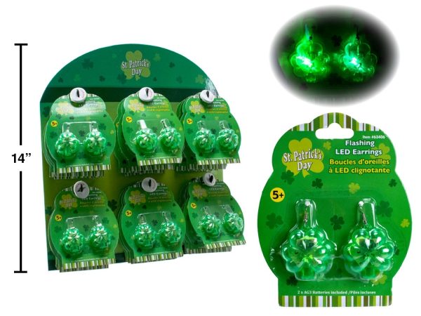 St. Patrick’s Day Shamrock Flashing LED Earrings
