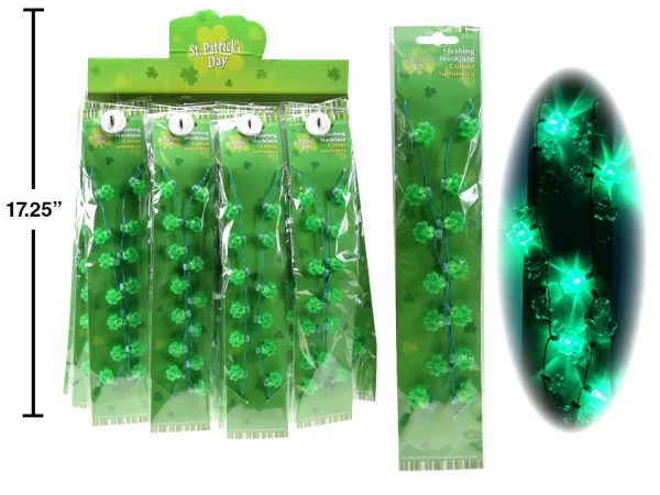 St. Patrick’s Day Flashing Shamrock Necklace – 33″L with 6 LED Lights