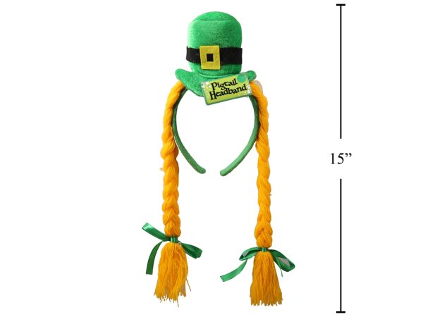 St. Patrick’s Day Headband with Hat and Pigtail