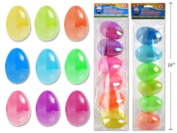 Easter Glitter + Iridescent Fillable Eggs – 3.25″ ~ 6 per pack