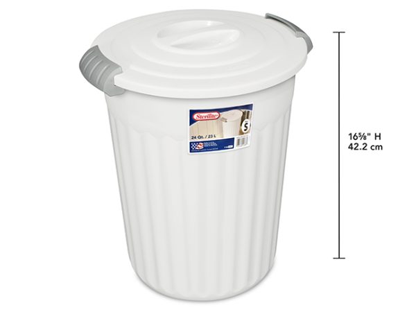 Sterilite Latching Utility Garbage Can – White ~ 23L