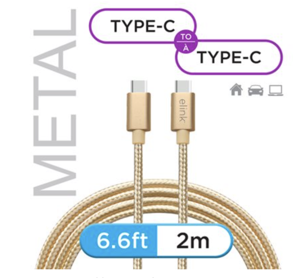 eLink Type-C to Type-C Heavy Duty Braided Cable ~ 6′.6″ / 2M