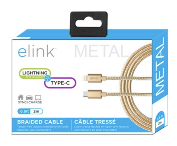 eLink Lightning to Type-C Heavy Duty Braided Cable ~ 6′.6″ / 2M