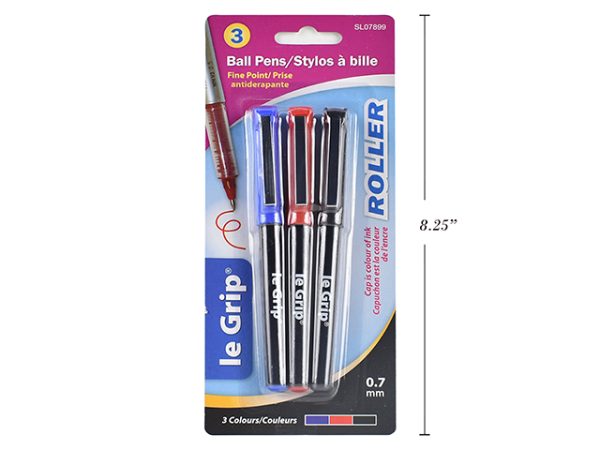 Selectum Roller Ball Pens (Black, Blue, Red Ink) ~ 3 per pack