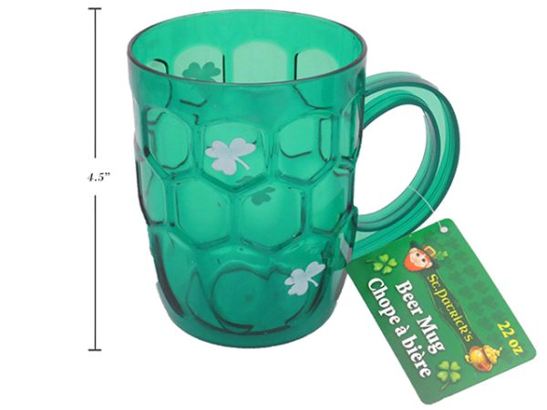 St. Patrick’s Day Printed Shamrock Beer Mug – 22oz