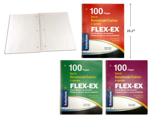 Selectum Flex-Ex Coil Notebook, 8″ x 10.5″ – 100 pages ~ Sleeve of 12