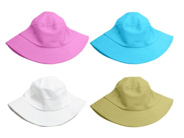 Childrens Solid Color Bucket Hat  ~ 4 assorted