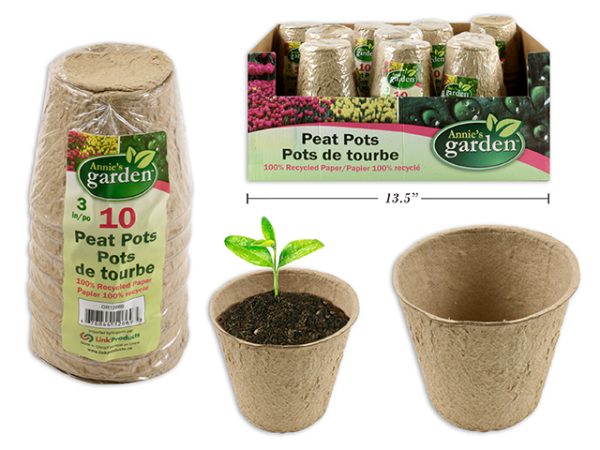 Round Paper Peat Pots – 3″ ~ 10 per pack