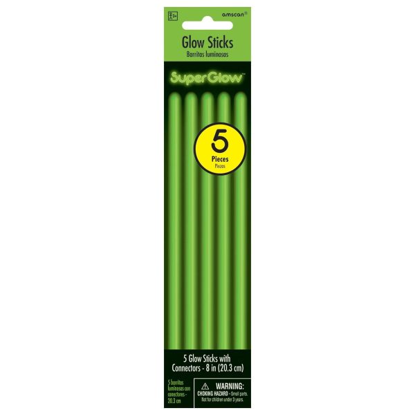 Glow Sticks with Connectors 8″ – 5 pieces ~ GREEN