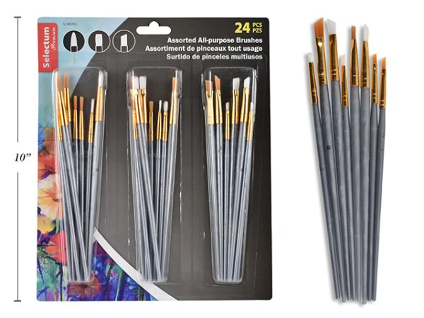 Selectum Assorted Premium All-Purpose Paint Brushes ~ 24 per pack