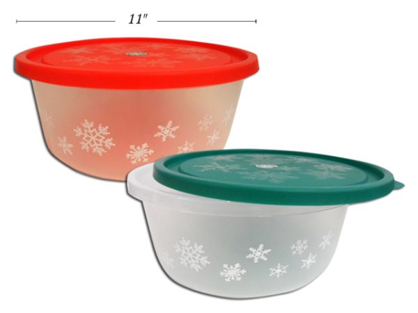 Christmas Plastic Round Storage Container ~ 11″Dia