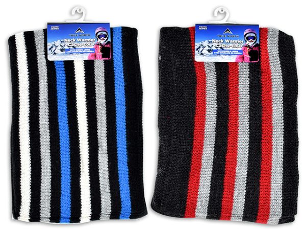 Arctic Gear Youth’s Sherpa Lined Knitted Striped Neck Warmer