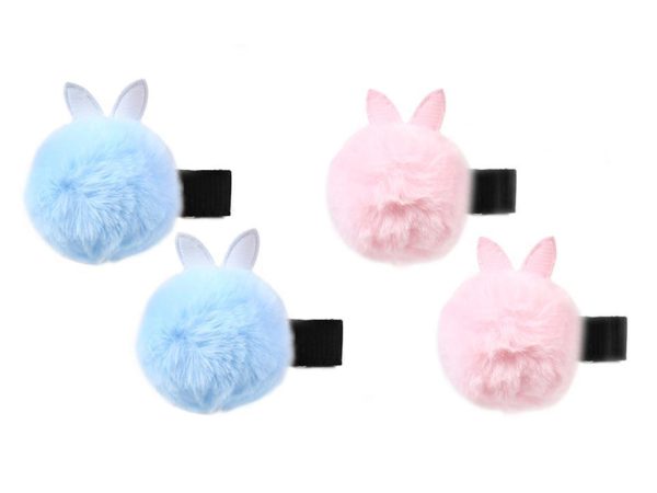 Eater Bunny Ears Pom Pom Hair Clips ~ 2 per pack