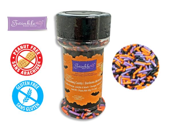 Twinkle Jim Bit Sprinkles – Orange, Purple, Black ~ 40gram