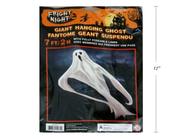 Halloween Giant Hanging Ghost with Poseable Limbs ~ 7’/2M