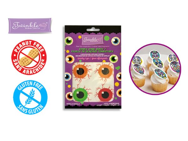 Twinkle Mini Round Edible Icing Sheets – Spooky Eyes ~ 10.5gr