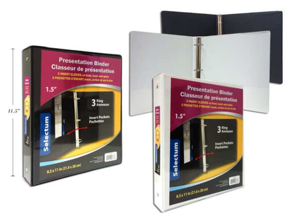 Selectum Hard Cover Presentation 3-Ring Binder + Pockets ~ 1.5″