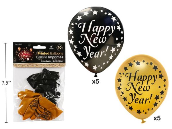 New Year’s 9″ Round Balloons ~ 10 per pack