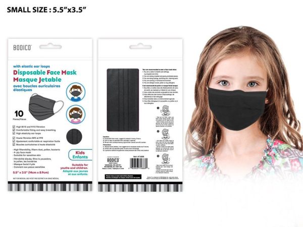 Bodice Kid’s Disposable 4-Ply Face Masks – Black ~ 10 per pack