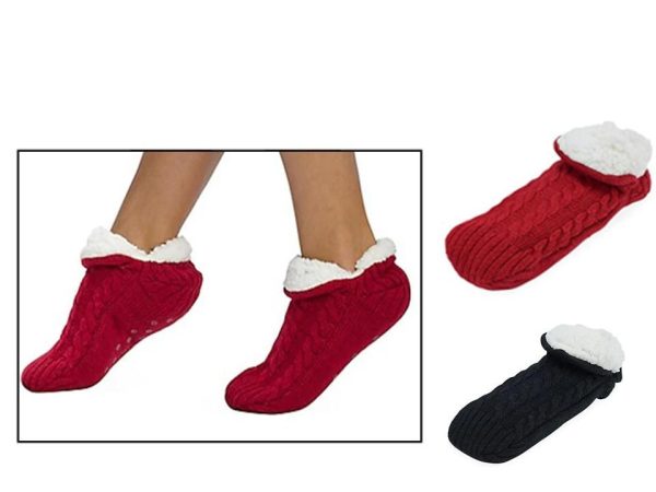 Ladies Sherpa Short Socks with Grippers