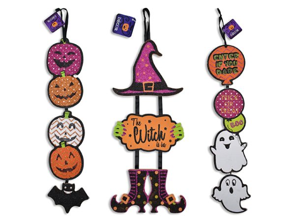 Halloween Glitter 3-section MDF Hanging Wall Plaque