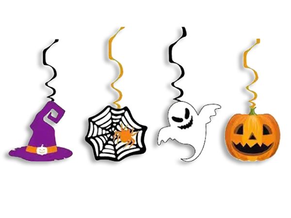 Halloween Die-Cut Character Swirl Decorations ~ 4 per pack