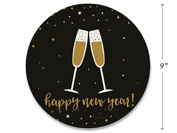 New Year’s Disposable 9″ Paper Plates ~ 8 per pack