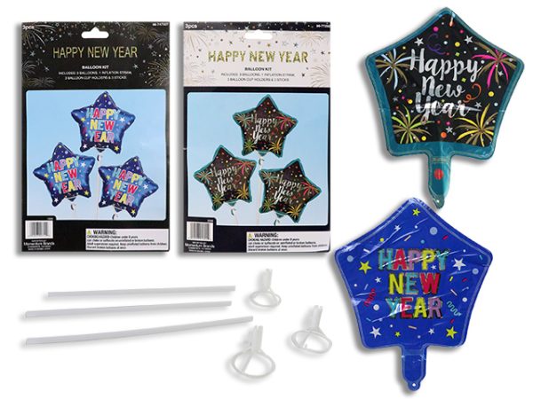 New Year’s Mylar Balloons ~ 3 per pack