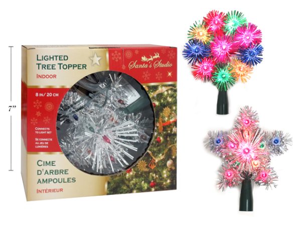 Christmas Incadescent Lighted Tree Topper ~ 7″