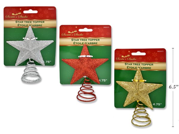 Christmas Mini Tree Star with Glitter Tree Topper ~ 4.75″