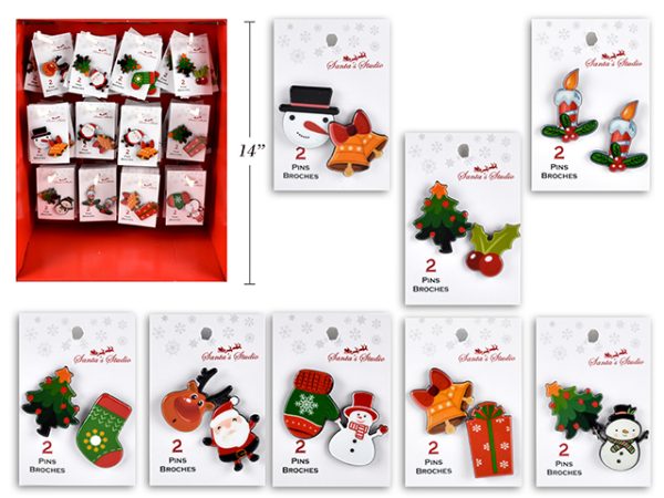 Christmas Printed Pins ~ 2 per pack