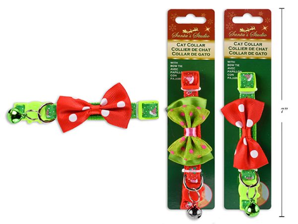 Christmas Cat Collar with Bow ~ 9″