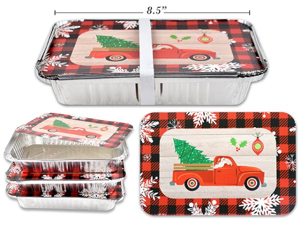 Christmas Foil Rectangular Pan with Printed Cover – 8-1/8″ x 5.25″ ~ 3 per pack